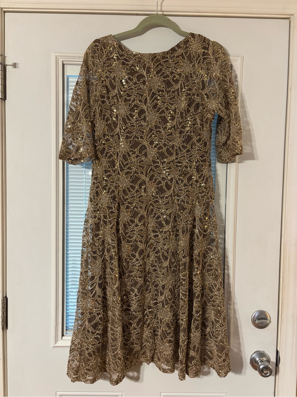 Rabbit Rabbit Rabbit Gold Lace Midi Dress with Sequins - Picture 4 of 9